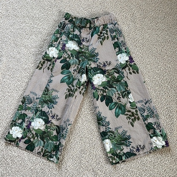 ZARA Floral Stripe Print Culottes Small - Picture 13 of 15